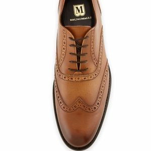 NIB Bruno Magli Alvar Tan Burnished Leather made in Italy Men's Shoes sz 10M
